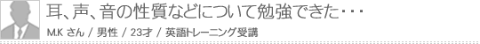 耳、声、音の性質などについて勉強できた・・・
